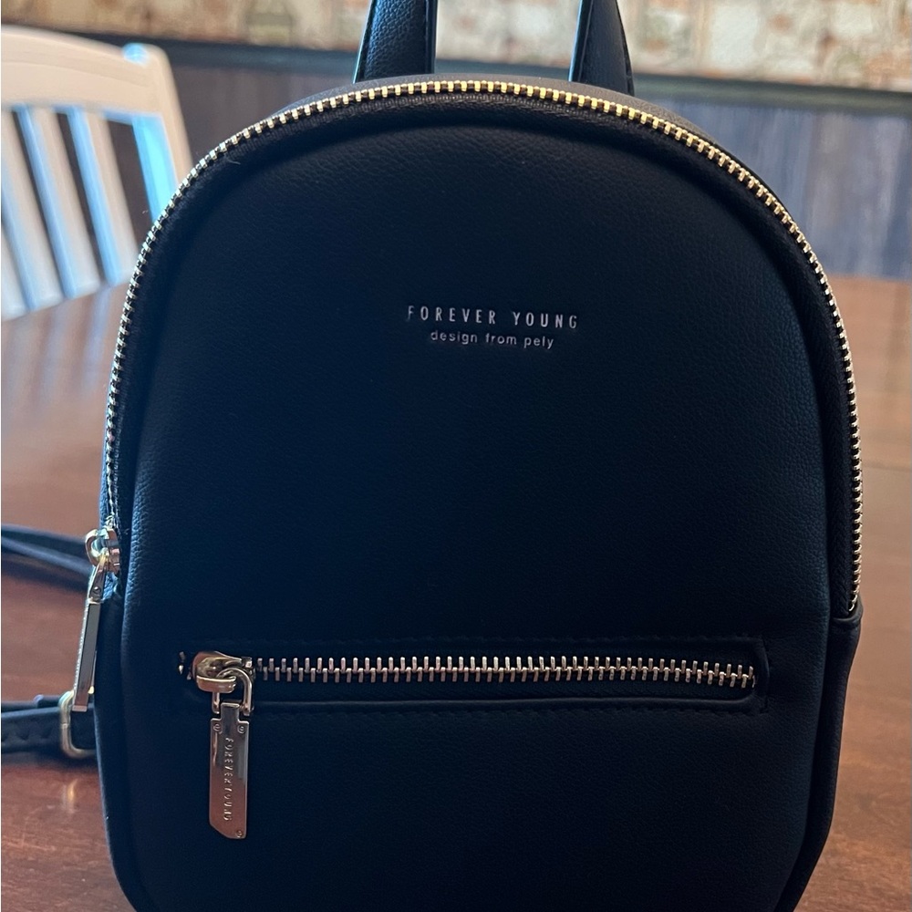 Forever Young Black Mini Backpack
